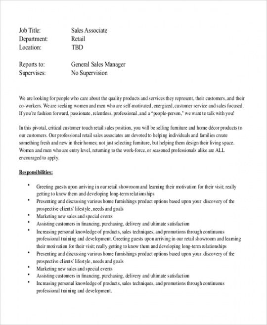 free 8 sample retail job description templates in ms word  pdf sales administrator job description template pdf