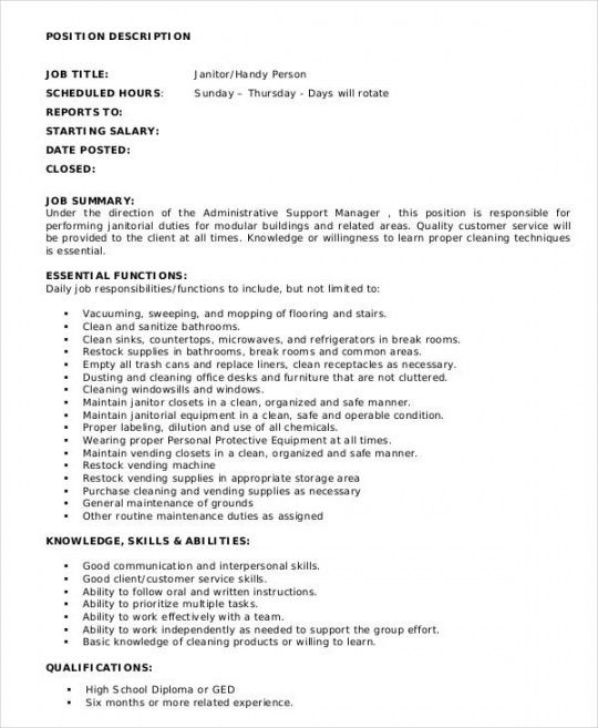 free 9 janitor job description templates  pdf doc  free &amp; premium templates general laborer job description template