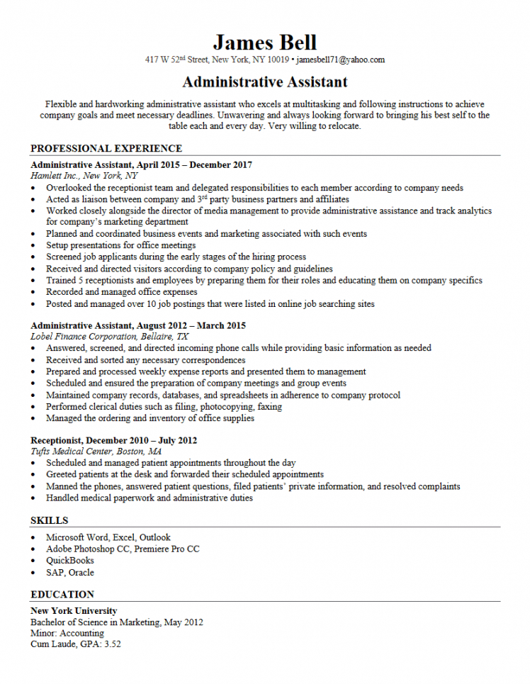free administrative assistant resume  resume writing services executive administrative assistant job description template