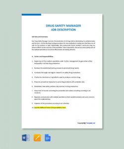 free drug templates  design free download  template safety director job description template