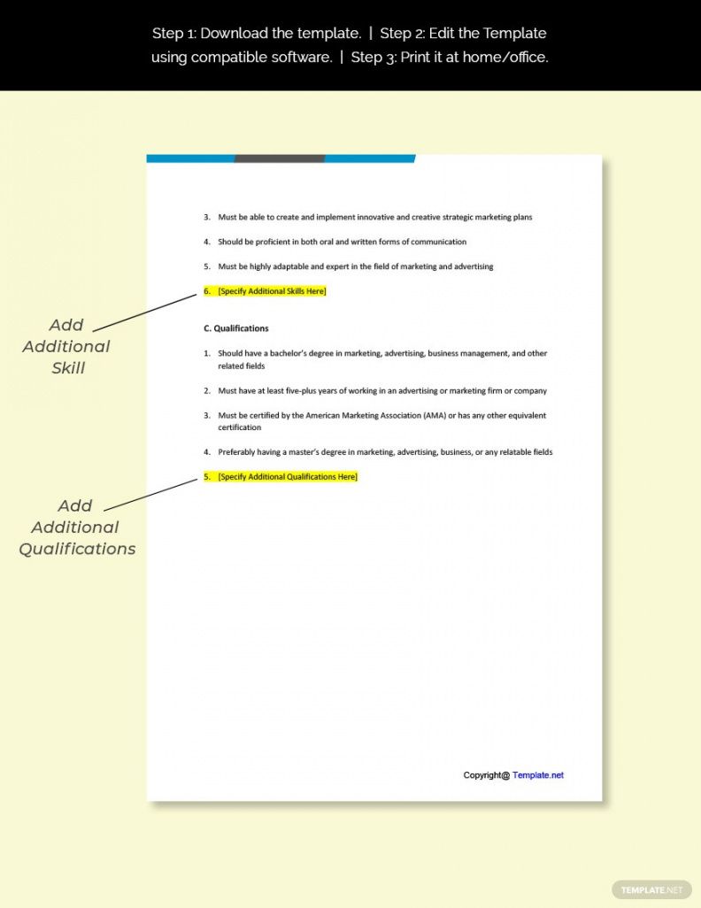 free national marketing manager job description template  google docs word marketing manager job description template pdf