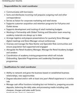 free retail coordinator job description  velvet jobs training coordinator job description template pdf