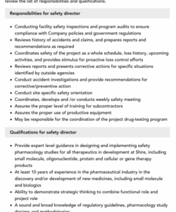 free safety director job description  velvet jobs safety director job description template and sample