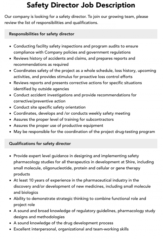 safety-director-job-description-template