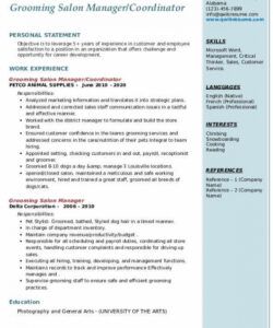 grooming salon manager resume samples  qwikresume salon manager job description contract template and sample