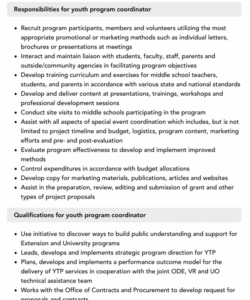 youth program coordinator job description  velvet jobs training coordinator job description template and sample