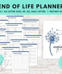 editable end of life planner printable beneficiary info last wishes  etsy end of life checklist template excel