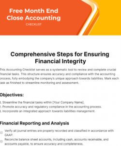 editable free accounting checklist templates &amp; examples  edit online &amp; download month end closing checklist template samples