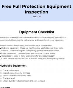 editable free equipment checklist templates &amp; examples  edit online &amp; download personal protective equipment checklist template excel