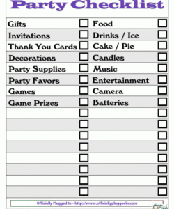 Free Party Checklist Printable Birthday Party Checklist Template Party ...
