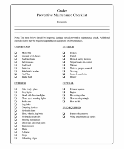 editable preventive maintenance checklist template  grader preventive maintenance checklist comments apartment preventive maintenance checklist template