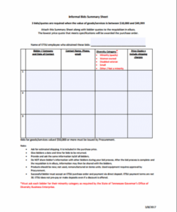 free 9 bid summary templates bid no bid checklist template