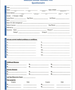 free medicare annual wellness visit questionnaire  fill online printable regional visit form checklist template pdf