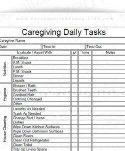 free printable caregiver log  printable templates senior caregiver daily checklist template pdf