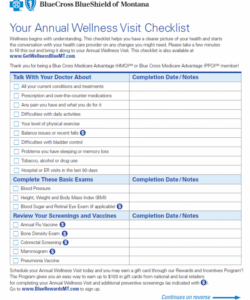 printable annual wellness visit template regional visit form checklist template samples