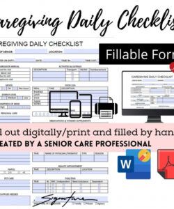 printable caregiver checklist senior caregiver daily checklist template examples