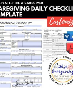 printable caregiver daily checklist template  morelily senior caregiver daily checklist template examples