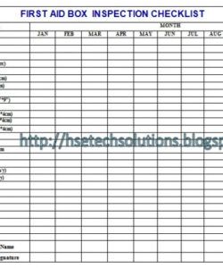 printable hse tech solutions 20160103 first aid box checklist template excel