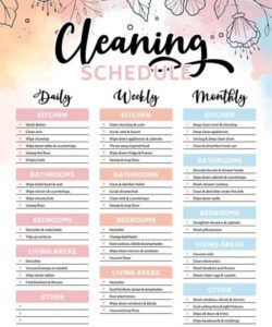 printable printable cleaning list daily house cleaning checklist template doc