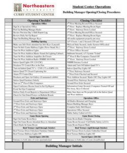 printable restaurant opening and closing checklist template bar opening and closing checklist template samples