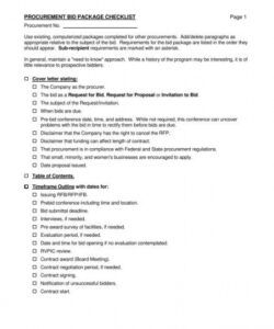 procurement bid package checklist page 1  flo samuels bid no bid checklist template examples