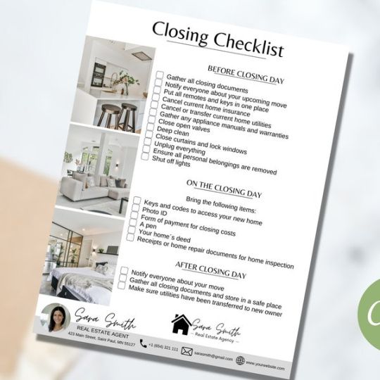 closing day checklist template  etsy commercial real estate closing checklist template examples