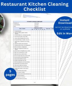 editable daily restaurant kitchen cleaning checklist kitchen checklist cleaning kitchen cleaning schedule coffee shop cleaning checklist template doc