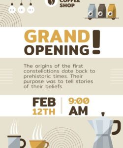 free cream coffee shop grand opening poster template coffee shop opening checklist template examples