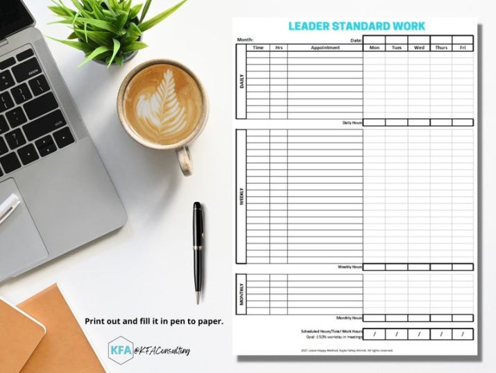 free leader standard work template for daily weekly monthly  etsy canada checklist leader standard work template examples