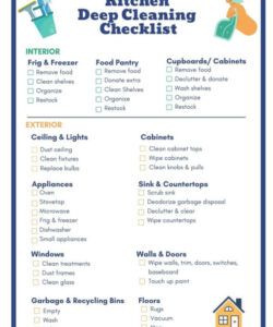 free printable kitchen cleaning checklist commercial kitchen cleaning checklist template pdf