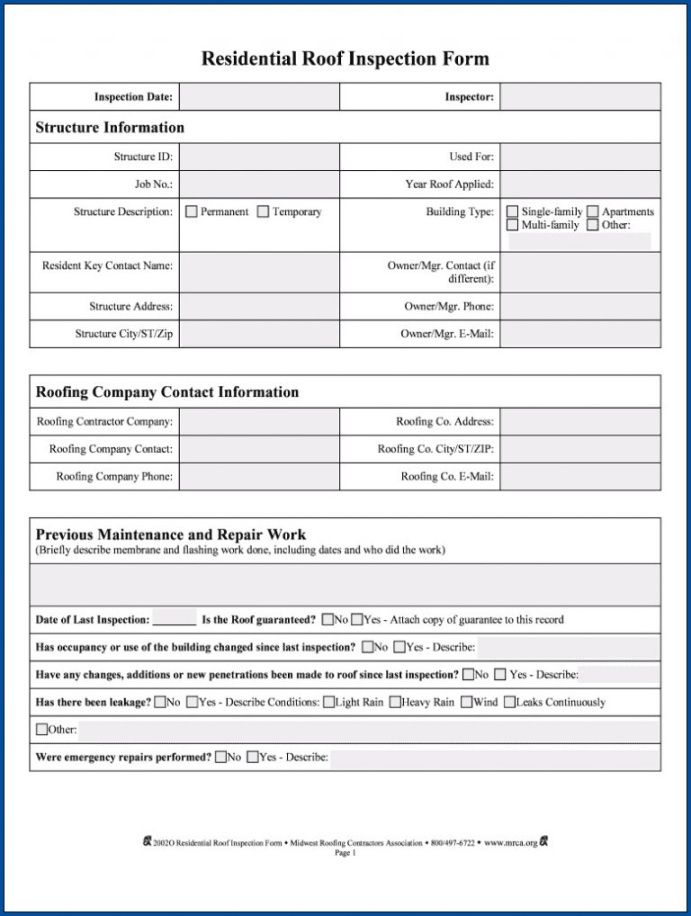 printable √ free printable roof inspection checklist template  checklist templates commercial roof inspection checklist template