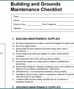 printable general building maintenance checklist for 2023  free sample example &amp;amp; format templates  free church building maintenance checklist template