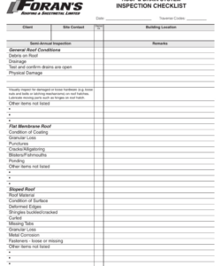 printable roof &amp;amp; drain system inspection checklist template  foran&amp;#039;s roofing &amp;amp; sheetmetal limited commercial roof inspection checklist template pdf