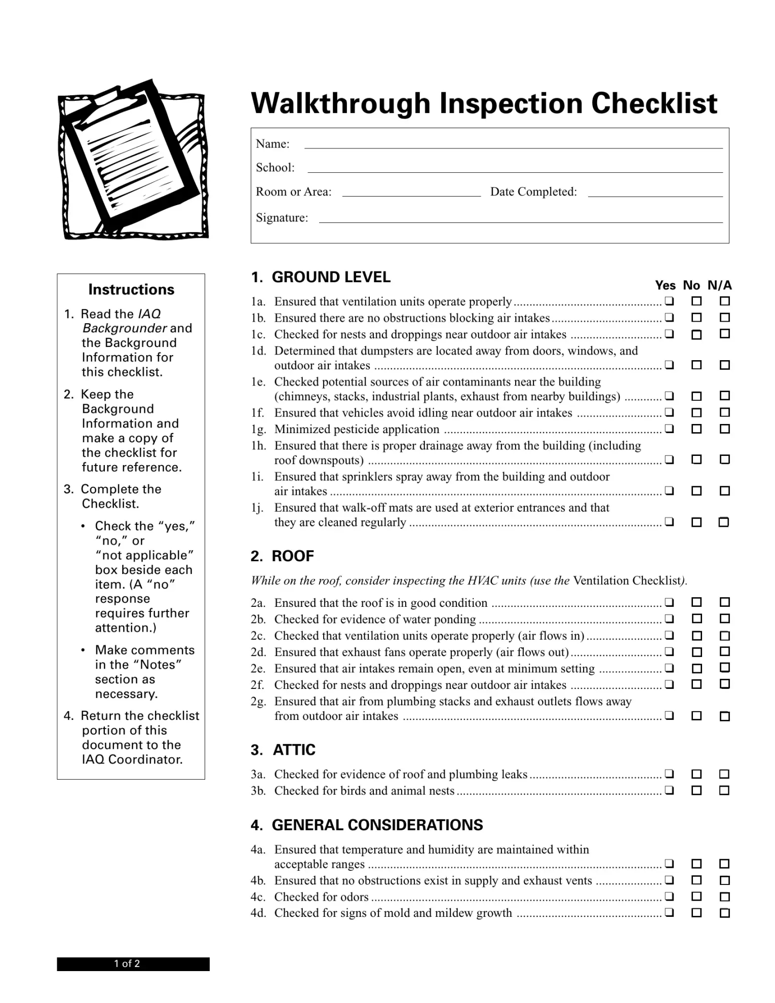 Walkthrough inspection checklist pdf form formspal cleaning walk
