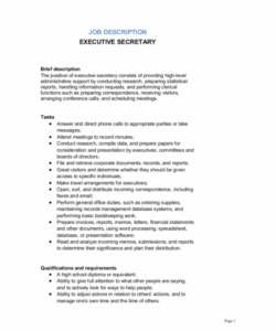 executive secretary job description  gotilo company secretary job description template and sample