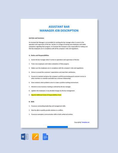 Free Free Bar Inventory Template Pdf Word Doc Excel Indesign Bar Supervisor Job Description Template and Sample free free bar inventory template pdf word doc excel indesign bar supervisor job description template and sample