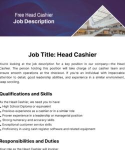 free free head cashier job description template  edit online &amp;amp; download cashier job description template pdf