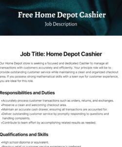 free free home depot cashier job description template  edit online cashier job description template