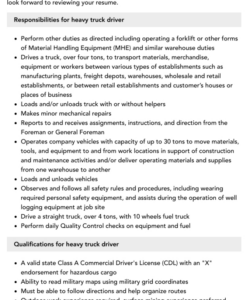 heavy truck driver job description  velvet jobs forklift driver job description template and sample