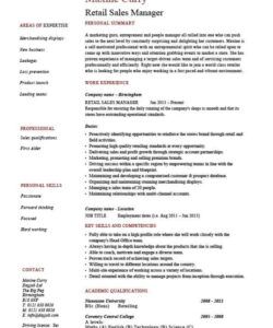 Blank Retail Sales Job Description Template