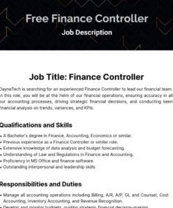 Blank Stock Controller Job Description Template Pdf Sample