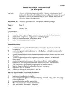 Custom Paraprofessional Job Description Template Word