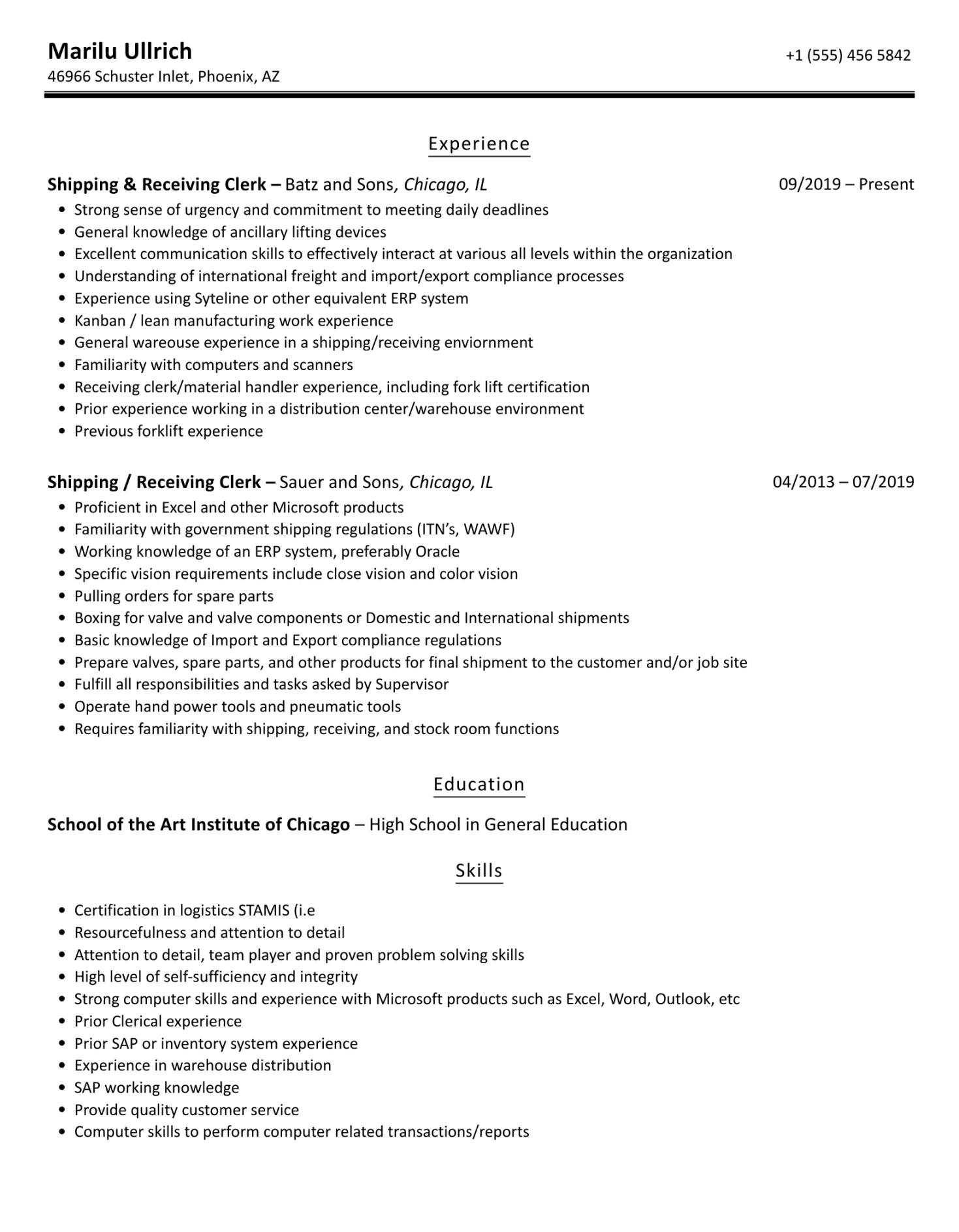 Free Blank Shipping Clerk Job Description Template Doc Sample