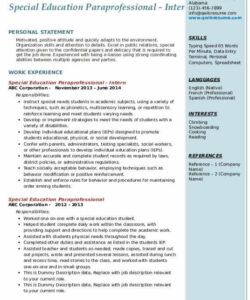 Free Printable Paraprofessional Job Description Template  Sample