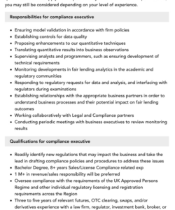 Head Of Compliance Job Description Template Excel Sample