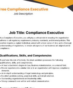 Printable Head Of Compliance Job Description Template Doc