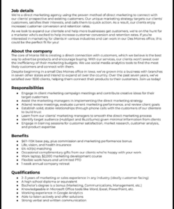 Retail Sales Job Description Template Doc