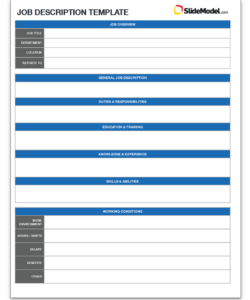 Blank Headteacher Job Description Template  Sample