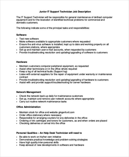 Blank Tire Technician Job Description Template Excel Sample
