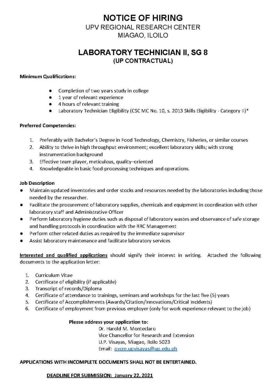 Custom Lab Technician Job Description Template Pdf Sample